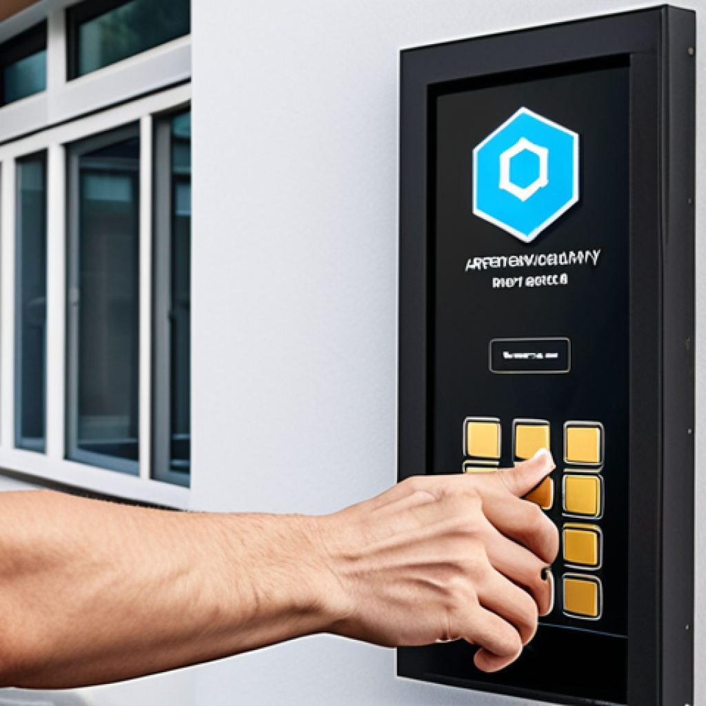 ** A friendly neighbor handing keys to a traveler in front of an apartment building. The scene is bright and welcoming, with a subtle blockchain logo integrated into the background (perhaps on a digital screen or a building sign). The overall feel is one of trust and community.

**