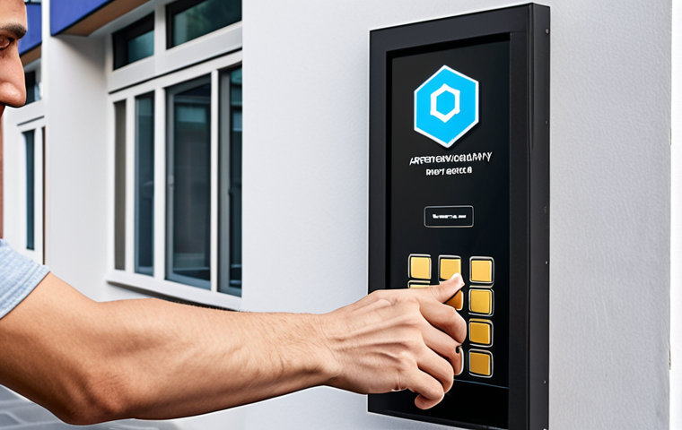 ** A friendly neighbor handing keys to a traveler in front of an apartment building. The scene is bright and welcoming, with a subtle blockchain logo integrated into the background (perhaps on a digital screen or a building sign). The overall feel is one of trust and community.
**